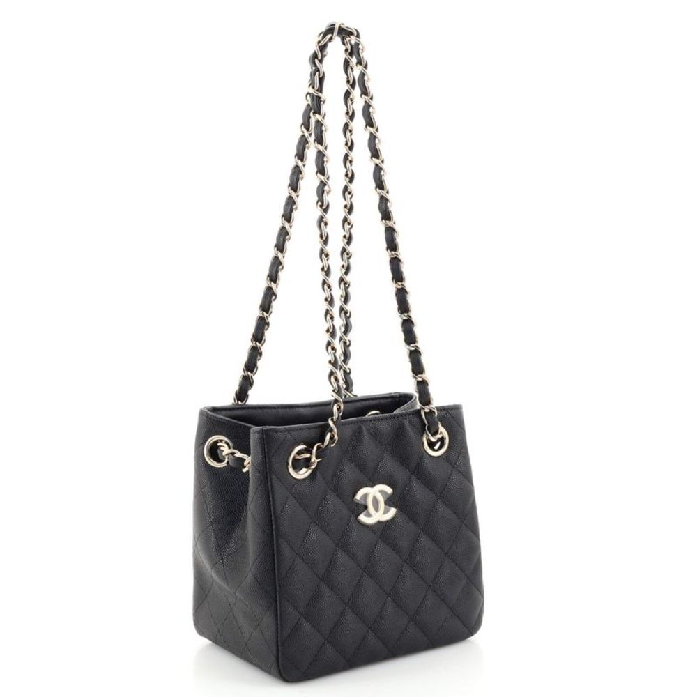 Chanel CC Square Bucket Tote Quilted Caviar Mini Black - Picture 3 of 7